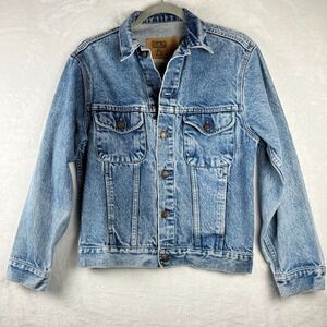 GAP VINTAGE Womens Denim Jacket Size XS Med Wash Button Down Tapered Y2K Trucker